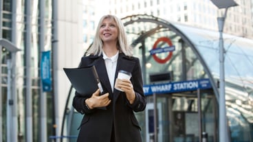 Empowered business woman working in the city