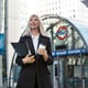 Empowered business woman working in the city