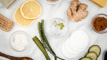 Homemade treatment ingredients  flat lay