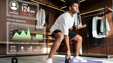 Full shot man training with stats