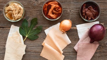 Cloths made with different natural pigments arrangement