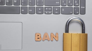 Closed lock on a laptop keyboard