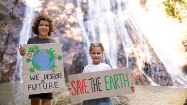 Exterior portrait of kids for world environment day