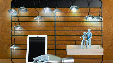 Close-up of electric lamp hanging on table