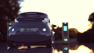 Charging station for electric cars. Electric cars at charging station