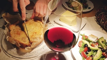 High angle view of man preparing food on table