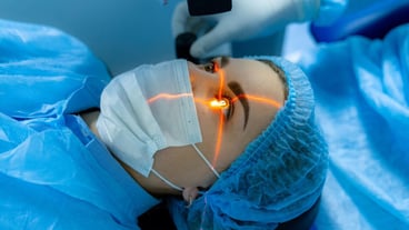 Medical laser eye correction. Medicine technology eye operation.