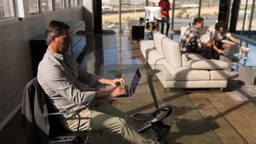 Man working on a laptop in the office