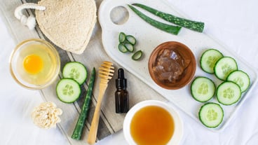 Natural Ingredients Homemade Body Mask Cream Scrub with Aloe Vera Salt Olive Oil Honey Beauty Concept Skin Care Organic Aroma Spa Therapy