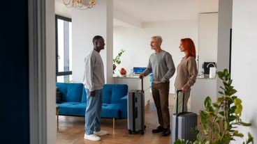 Airbnb host welcoming guests