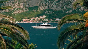 Yachts boats ships in the bay of kotor