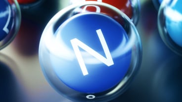 Vitamin N, on black background. Symbol of health and longevity, 3d rendering