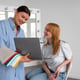 Colorimetry specialist with clients and exchanges of colored fabrics