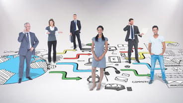 Business team against brainstorm graphic