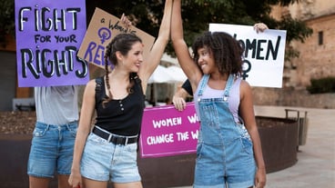 Women protesting together for their rights