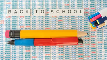 Back to school concept on spreadsheet background