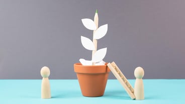 식물 재배, 아이디어 얻기, 전략 계획하기, 성공을 위한 팀워크 단계별 개념