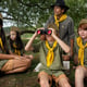 Front view scouts with binoculars