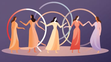 Women standing in front of a circle