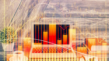 Double exposure of forex graphic and workspace with computer concept of international online trading