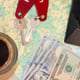 Passports Sunglasses Sunglasses Money and room keys Number on map Travel idea Cup of coffee before the trip