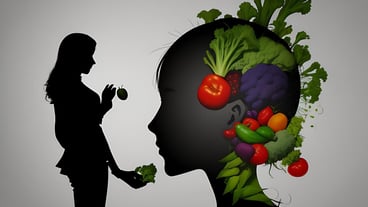 Woman diet concept Silhouette of woman and vegetables Healthy Lifestyle concept