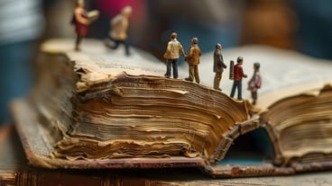 a group of miniature figures on a table