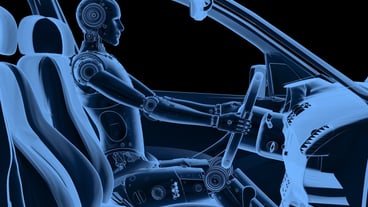 Crash test with 3d rendering x-ray dummy in car