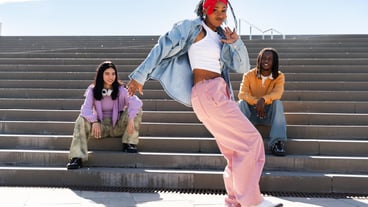 Young group of multiethnic hiphop dancers dancing