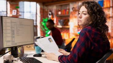 Woman screening people for software development Silicon Valley company position