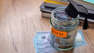 Financial planning saving money for college education concept