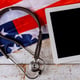 Close-up of flag on table