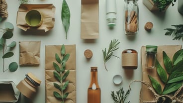 Zero waste products showcased in an ecofriendly arrangement against a minimalist setting