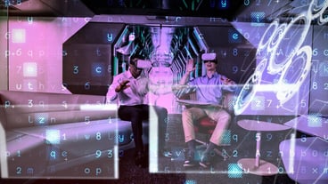 interface against male executives using virtual reality headset