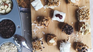 Directly above view of fresh desserts on table