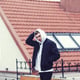Fashionable man in a black jacket