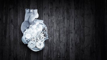 Heart as symbol of innovations in medicine. Mixed media