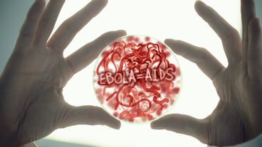 Scientists hands holding petri dish of germs