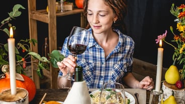 Nice weekend dinner with red wine and pasta