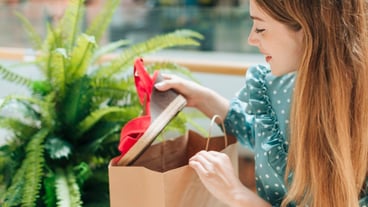 Side view girl looking at shoes