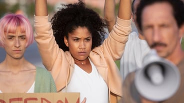 Close up people protesting outdoors