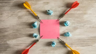 Piece of blank paper and arrows