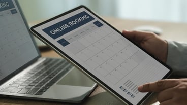 Booking Meeting Appointment Computer Online On digital tablet at office book appointment