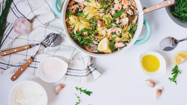 High angle view of food in plate on table