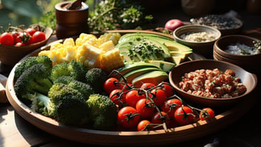 Fresh garden salad with mixed greens a refreshing salad with a mix of crisp vegetables and tangy vinaigrette dressinggenerated with ai