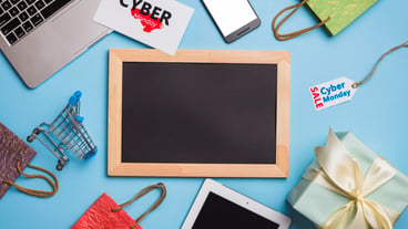 Laptop near smartphone, tags and photo frame
