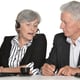 Portrait of older people working on a white background