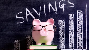 Piggy bank with savings plan