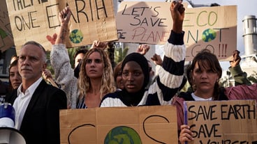 People demonstrating for problems in ecology environment and climate change