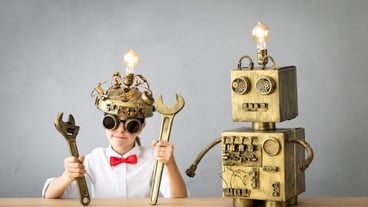 Smart child pretend to be businessmen